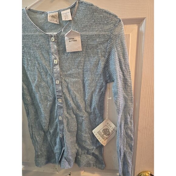 crabtree evelyn NWT Mohair, Wool, Silk Blend Cardigan Sweatee Dusty Blue. Medium - Picture 3 of 15